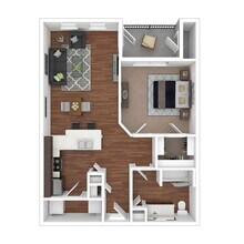 1 Bed 1 Bath 820 SqFt (760 Net) 3076 floor plan